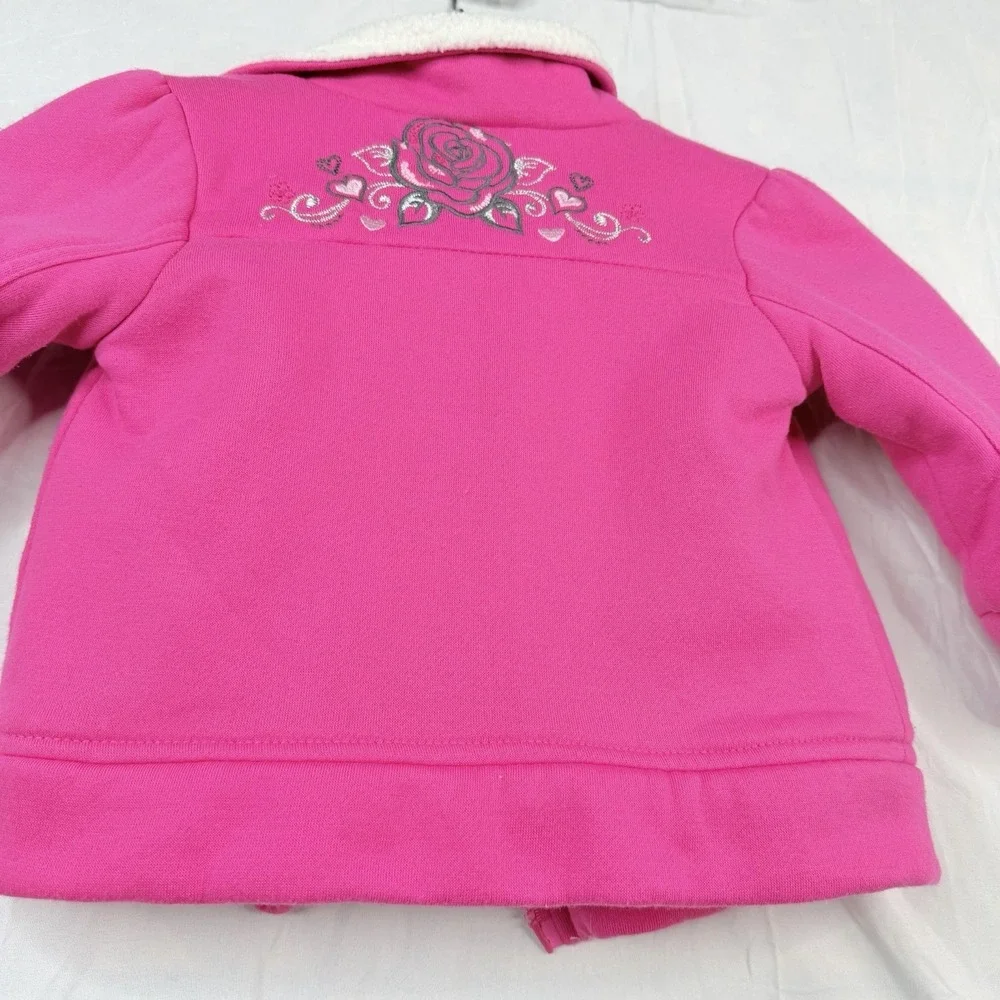 Nannette Girl SZ-3T shearling‎ Lined Pink Jacket Coat design on the back